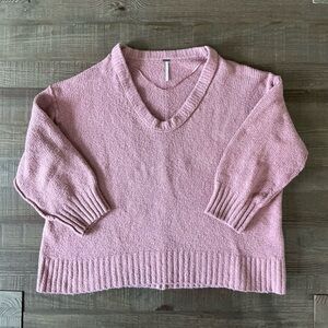 Free People Brookside Tunic Balloon Sleeve Sweater Pink Medium